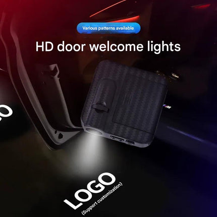 Car Welcome Light Wireless Carbon Fiber Pattern Infrared Door Sensor Projection Light Ambient Light
