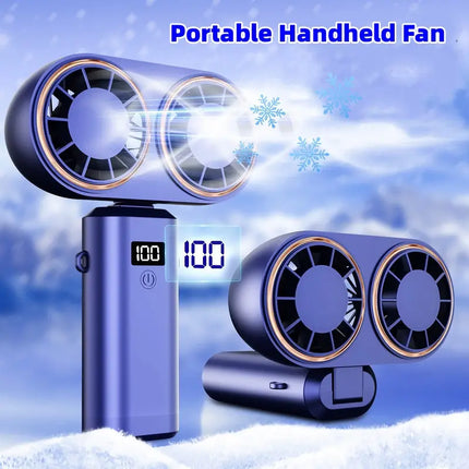 USB Handheld Mini Fan Foldable Portable Neck Hanging Fans 5 Speed USB Rechargeable Fan With Display Screen DS World