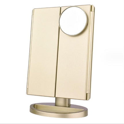 24 LED Magnifying Lighted Cosmetic Makeup Mirror Tabletop Tri-fold Touch Screen Mirror Touch Screen DS World