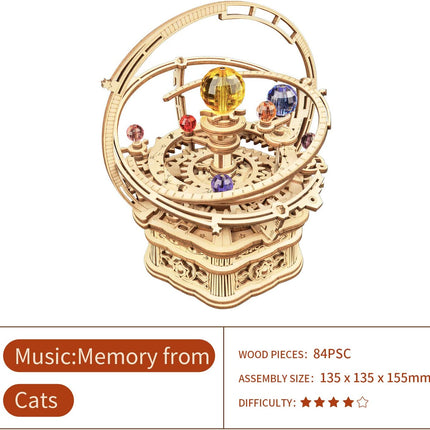 ROKR Rotating Starry Night Mechanical Music Box 3D Wooden Puzzle Assembly Model Building Kits Toys For Children Kids - AMK51 DS World