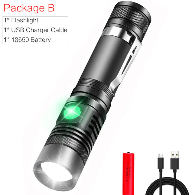 Portable Mini WT518 T6 1000Lumens 3 Modes Black Zoomable LED Flashlight Lighting Clicky Clip on Flashlights Torches Lightweight DS World