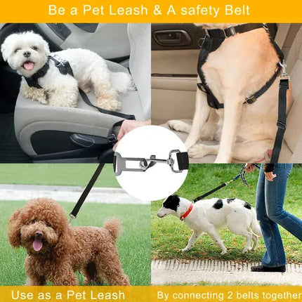 2Pcs Pet Dog Seat Belt Leash Adjustable Pet Dog Cat Safety Leads Harness DS World