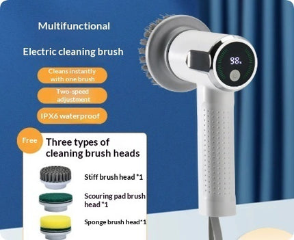 Multifunctional Smart Display Electric Cleaning Brush Wireless Kitchen Sink Cleaning Brush Waterproof Electric Pot Brush Cleaning Tool