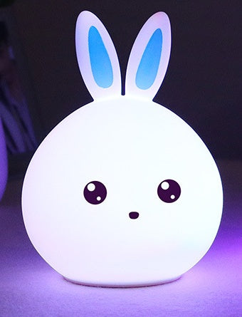 Cute Night Light Animal Rabbit Night lamps Touch Sensor Silicone LED Colorful Lights DS World