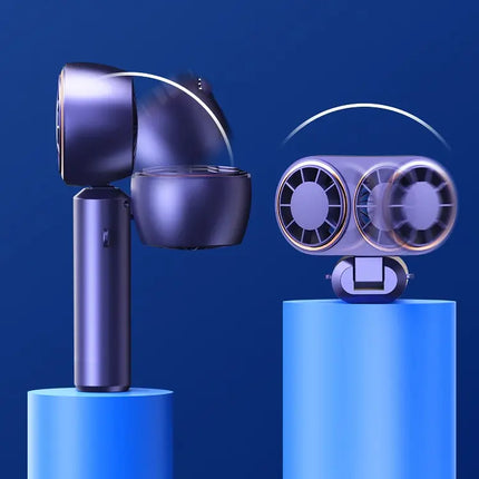 USB Handheld Mini Fan Foldable Portable Neck Hanging Fans 5 Speed USB Rechargeable Fan With Display Screen DS World