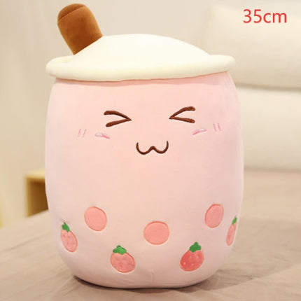Cute Fruit Drink Plush Stuffed Soft Strawberry Milk Tea Plush Boba Tea Cup Toy Bubble Tea Pillow Cushion Kids Gift DS World