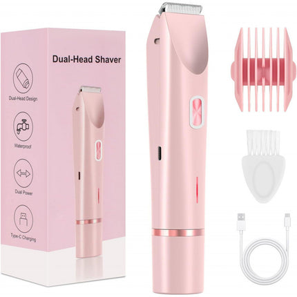 2 In 1 Hair Remover Women's Double Head Shaver Private Pubic Hair Trimmer Electric Razor Wet Dry Electric Body Hair DS World