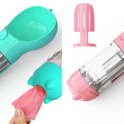 Pet Water Bottle Feeder Bowl Garbage Bag Storage Portable Pet Outdoor Travel 3 In 1 Dog Water Bottle DS World