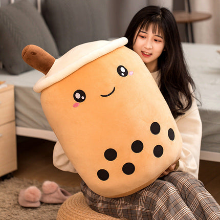 Cute Fruit Drink Plush Stuffed Soft Strawberry Milk Tea Plush Boba Tea Cup Toy Bubble Tea Pillow Cushion Kids Gift DS World