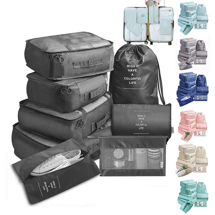 8-piece Set Luggage Divider Bag Travel Storage Clothes Underwear Shoes Organizer Packing Cube Bag DS World