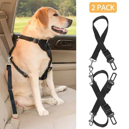 2Pcs Pet Dog Seat Belt Leash Adjustable Pet Dog Cat Safety Leads Harness DS World
