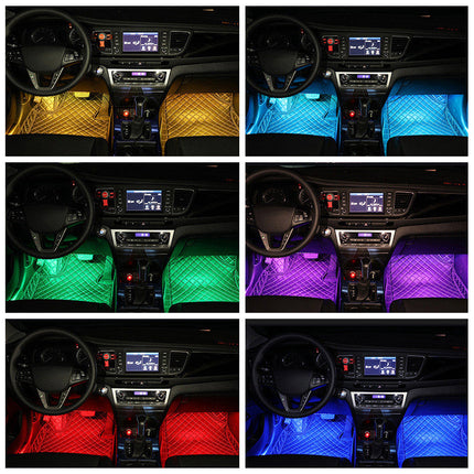 Styling Decorative Lamp LED Car Interior Light Waterproof Ambient Lamp Of Wireless Remote Music Control Car RGB Strip Lights DS World