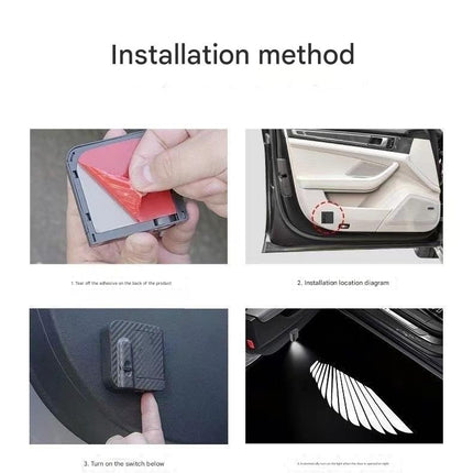 Car Welcome Light Wireless Carbon Fiber Pattern Infrared Door Sensor Projection Light Ambient Light