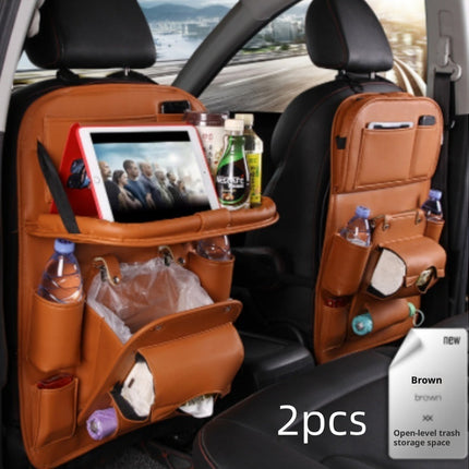 PU Leather Car Storage Bag Multifunction Seat Back Tray Hanging Bag Waterproof Car Organizer Automotive Interior Accessories DS World