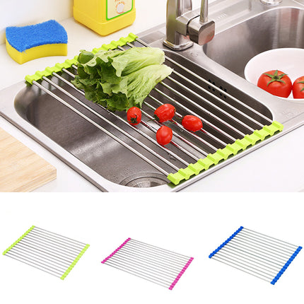 Sink Bowl Rack Stainless Steel Drain Rack Foldable Kitchen Sink Sink Sink Dish Rack