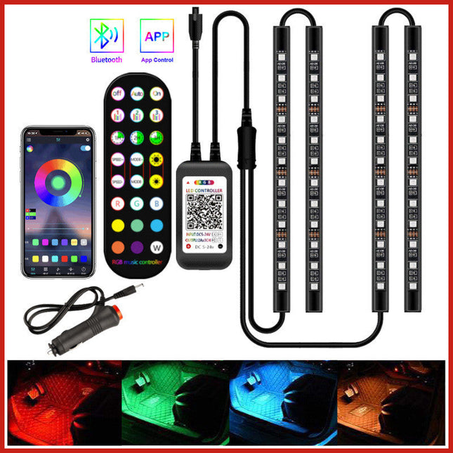 Styling Decorative Lamp LED Car Interior Light Waterproof Ambient Lamp Of Wireless Remote Music Control Car RGB Strip Lights DS World
