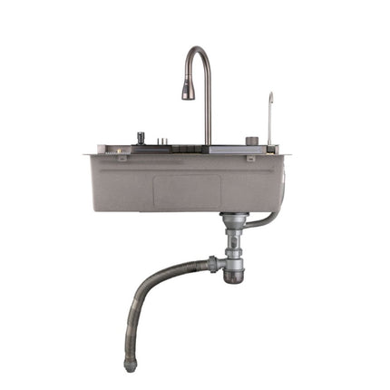Pull-out Facuet Single Bowl Sink Kitchen Vegetable Sink 304 Whale Waterfall Sink Stainless Steel Dish Sink Vegetable Sink Household Vegetable Washing Basin