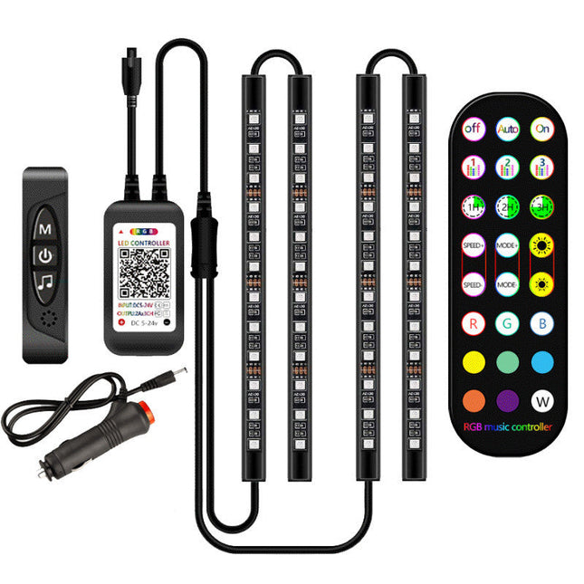 Styling Decorative Lamp LED Car Interior Light Waterproof Ambient Lamp Of Wireless Remote Music Control Car RGB Strip Lights DS World