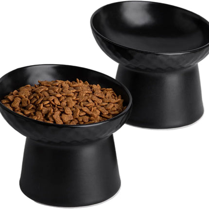 Ceramic Raised Cat Bowls Elevated Porcelain Pet Feeder Dish For Cats And Small Dogs Stress-Free Tilted Pet Food And Water Bowls Set Dishwasher And Microwave Safe DS World