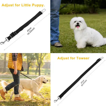 2Pcs Pet Dog Seat Belt Leash Adjustable Pet Dog Cat Safety Leads Harness DS World