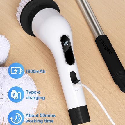 Electric Spin Scrubber Cordless Cleaning Brush Bathroom Rotating Scrubber DS World