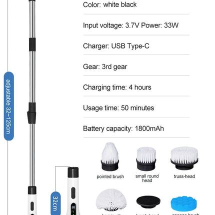 Electric Spin Scrubber Cordless Cleaning Brush Bathroom Rotating Scrubber DS World