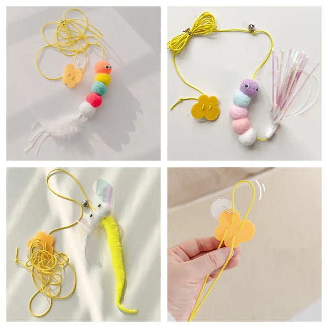 Cat Toys Simulated Cute Toys Funny Self-hey Interactive Toy Rope Grabbing Mouse Telescopic Hanging Cat Pet Supplies DS World