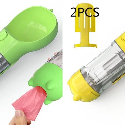 Pet Water Bottle Feeder Bowl Garbage Bag Storage Portable Pet Outdoor Travel 3 In 1 Dog Water Bottle DS World