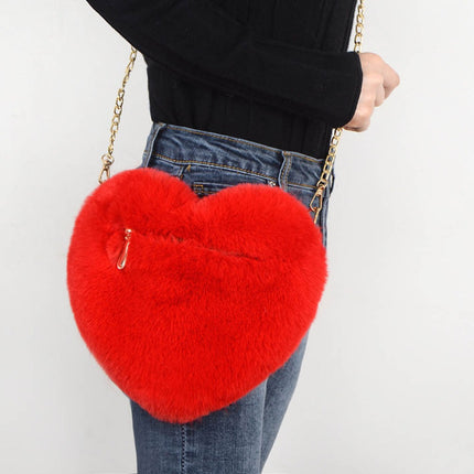 Love Bags For Women Plush Chain Shoulder Bags Valentine's Day Party Bag DS World