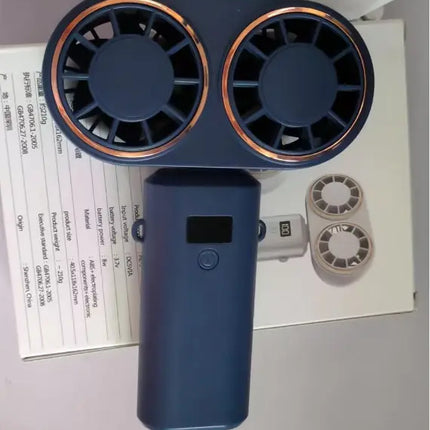 USB Handheld Mini Fan Foldable Portable Neck Hanging Fans 5 Speed USB Rechargeable Fan With Display Screen DS World