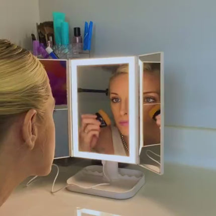 Trifold Makeup Mirror With Light 68 LED Vanity Mir